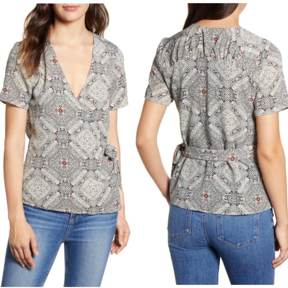 NWT Bobeau Gwyneth Wrap Top Size Large
